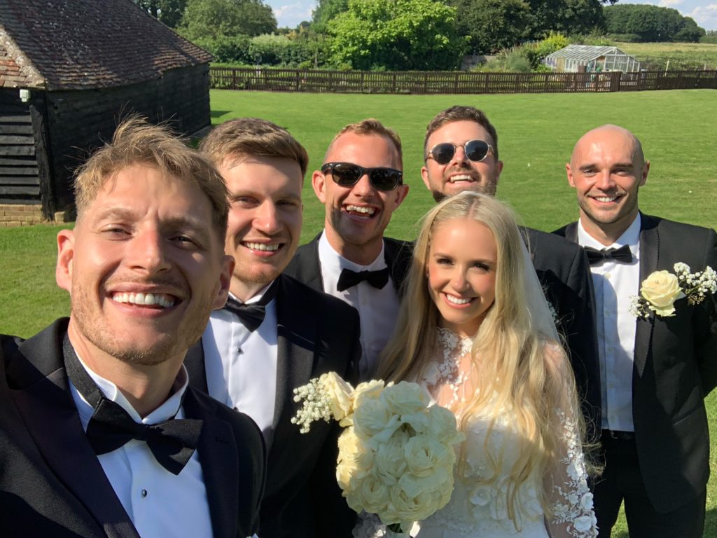 Real bride and groom after professional wedding dress alterations London