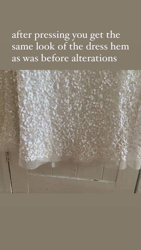 Sequins all restitched then cleaned off abd hem pressed 