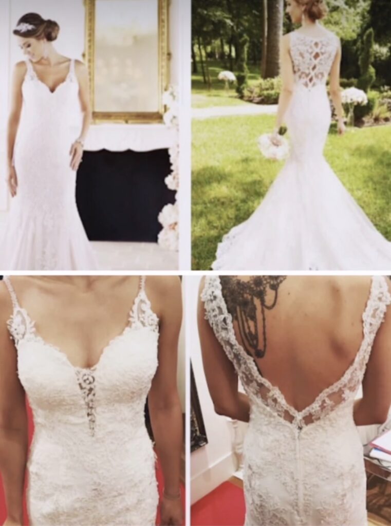 Bridal dress completely transformed from high neck to scoop v and speghetti straps back high neck became low back