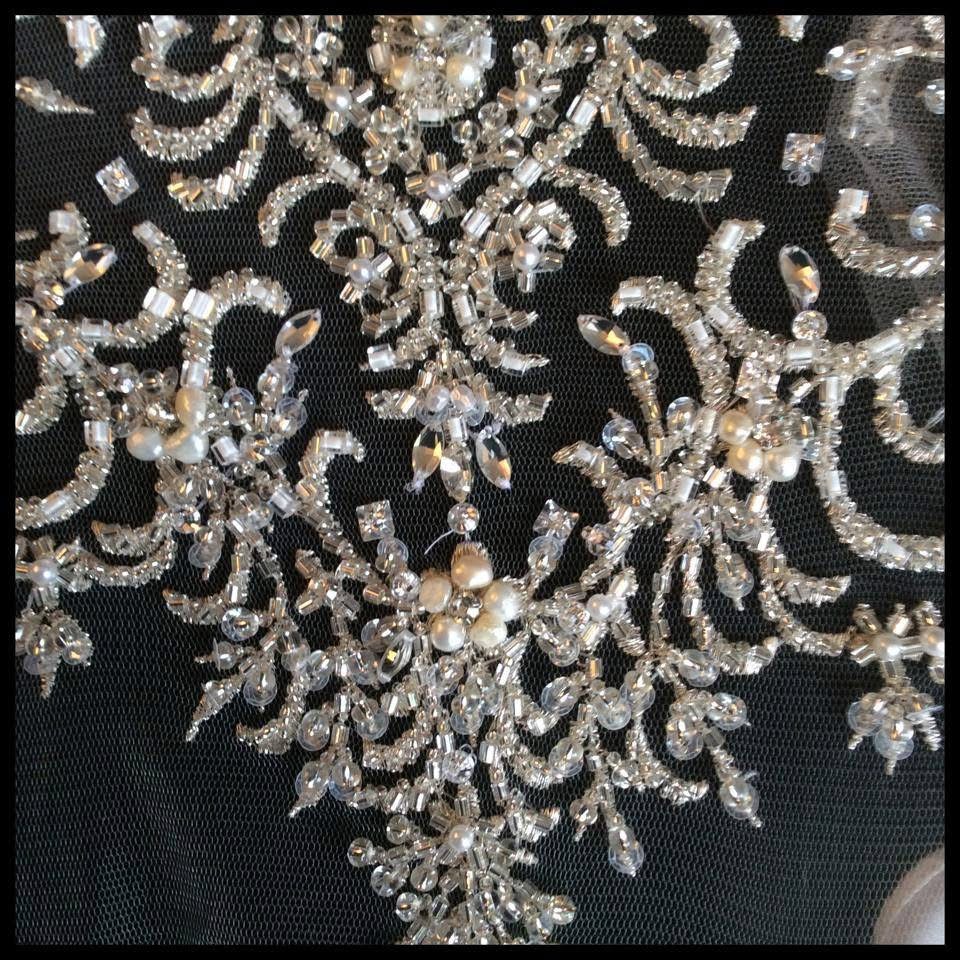 bridal bodice hand embroidered with crystals and pearls
