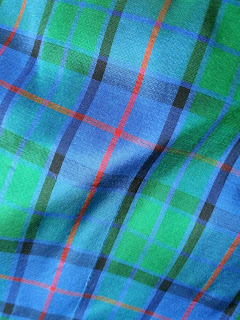 Tartan silk flower of Scotland detail bespoke reversible dress construction