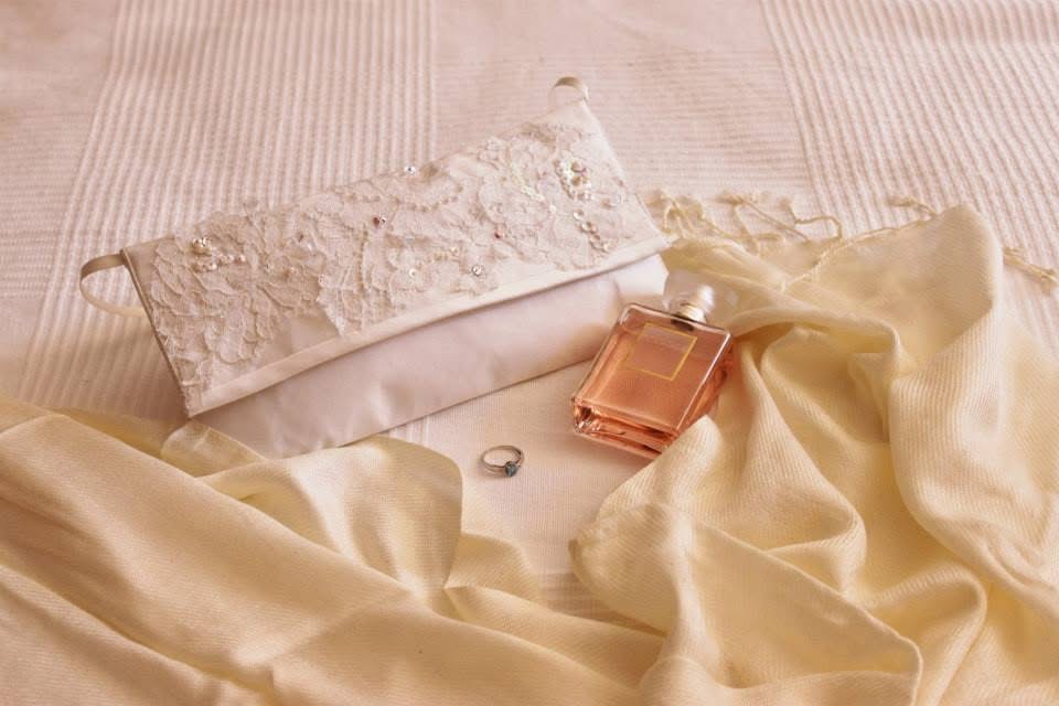 Matching clutch bag made bespoke for brides dress