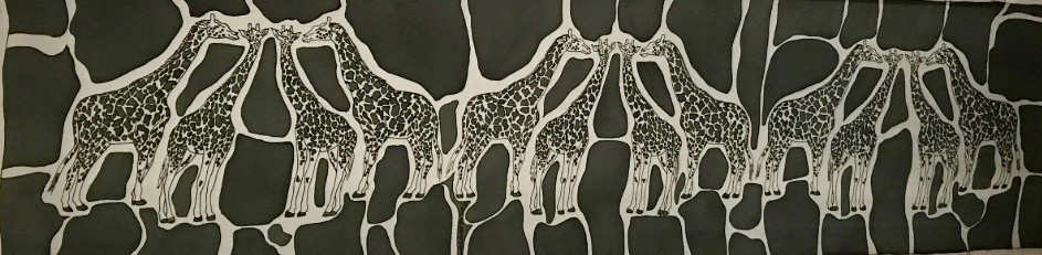black giraffe silk scarf ivory contrast design landscape view