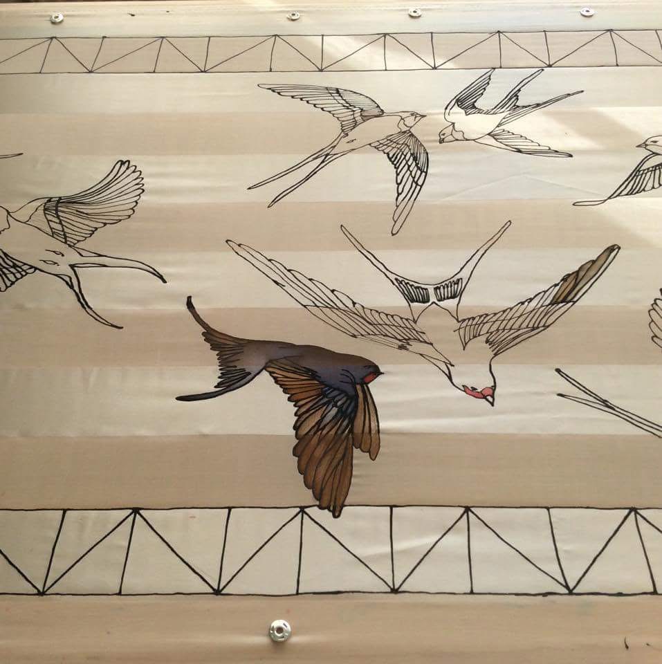 completely bespoke silk swallow scarf Sutton Surrey design