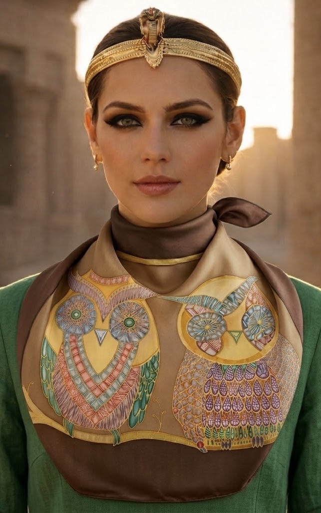 hand painted silk scarf folded luxury presentation owl design UK