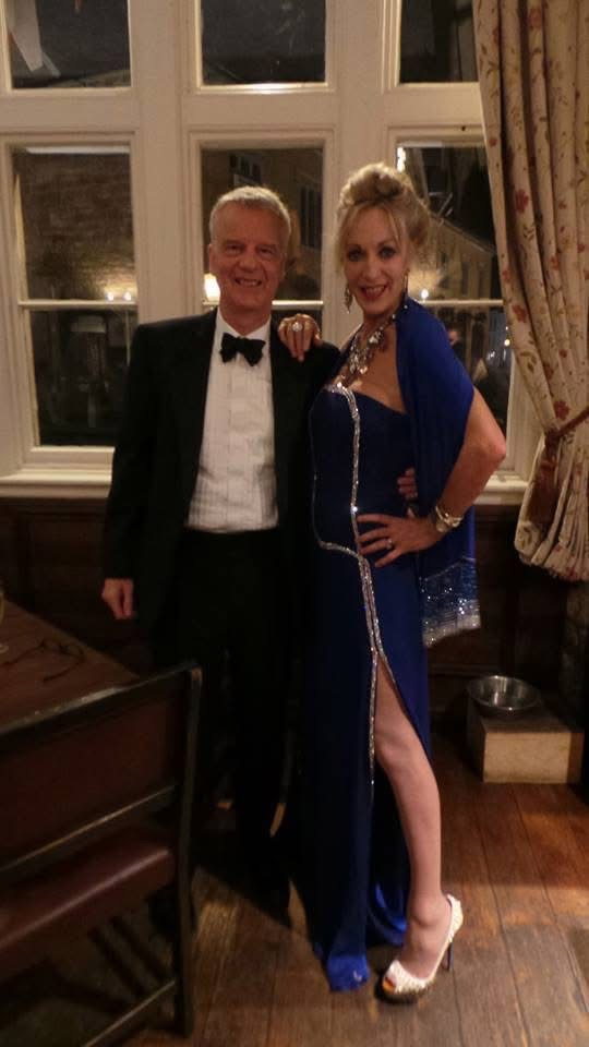 couture evening dress Kingston London Swarovski crystal detailing