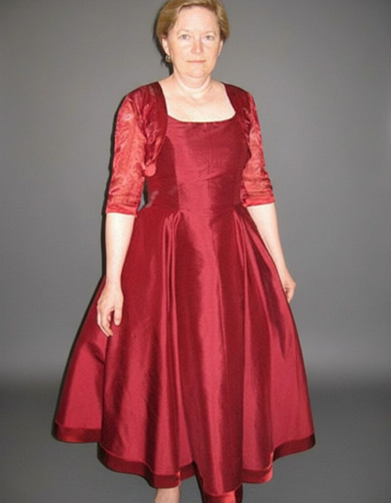 Bespoke dress Sutton inspired by Vogue pattern design with structured bodice and tailored silhouette