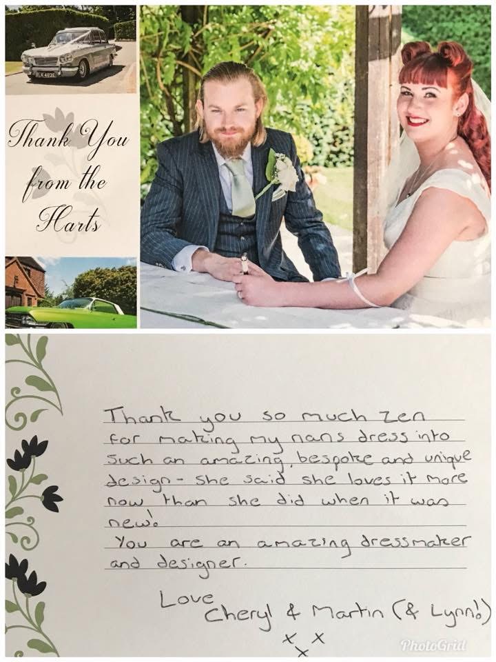 bespoke wedding dress testimonial Surrey dressmaker