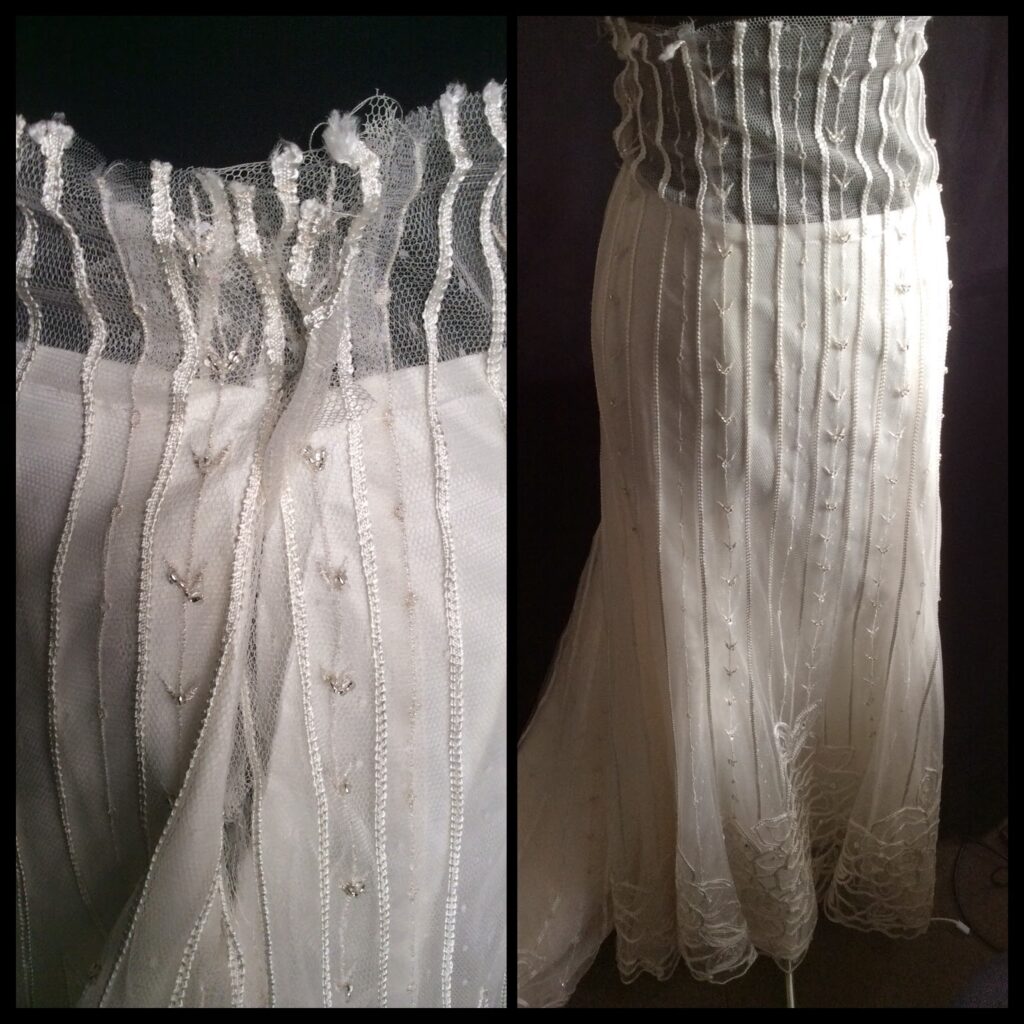 bridal gown internal alteration through waist fishtail dress Surrey
