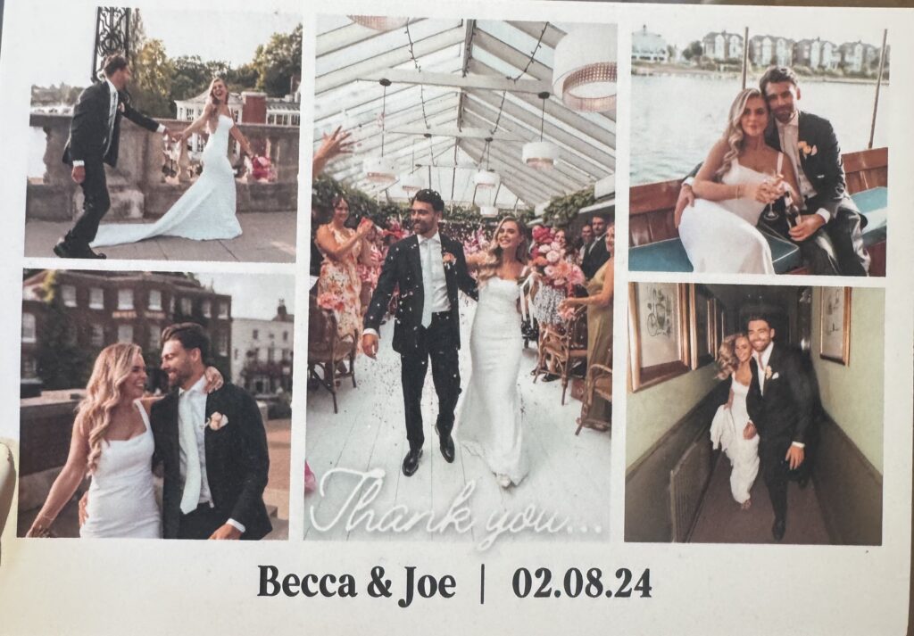 Bridal seamstress Surrey client handwritten review