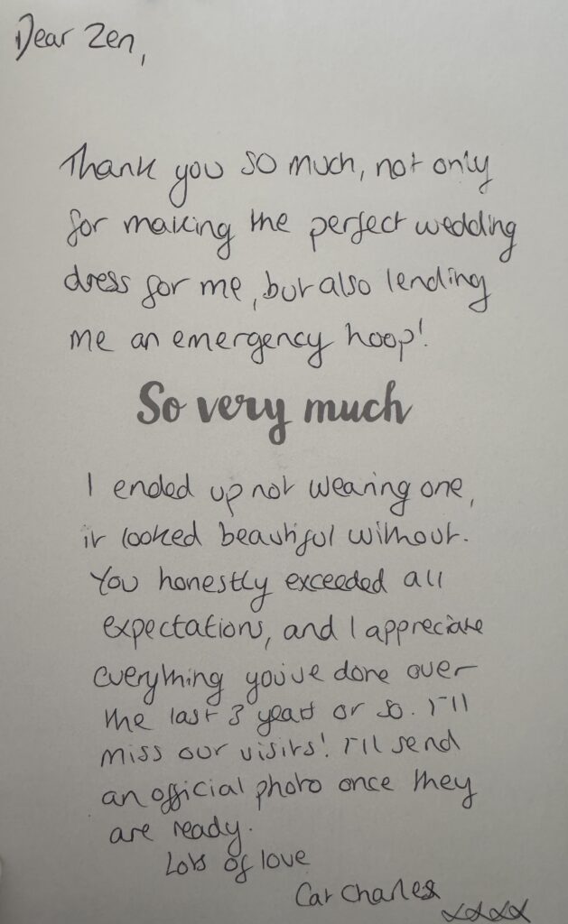 Bridal alterations wedding dress expert Wimbledon