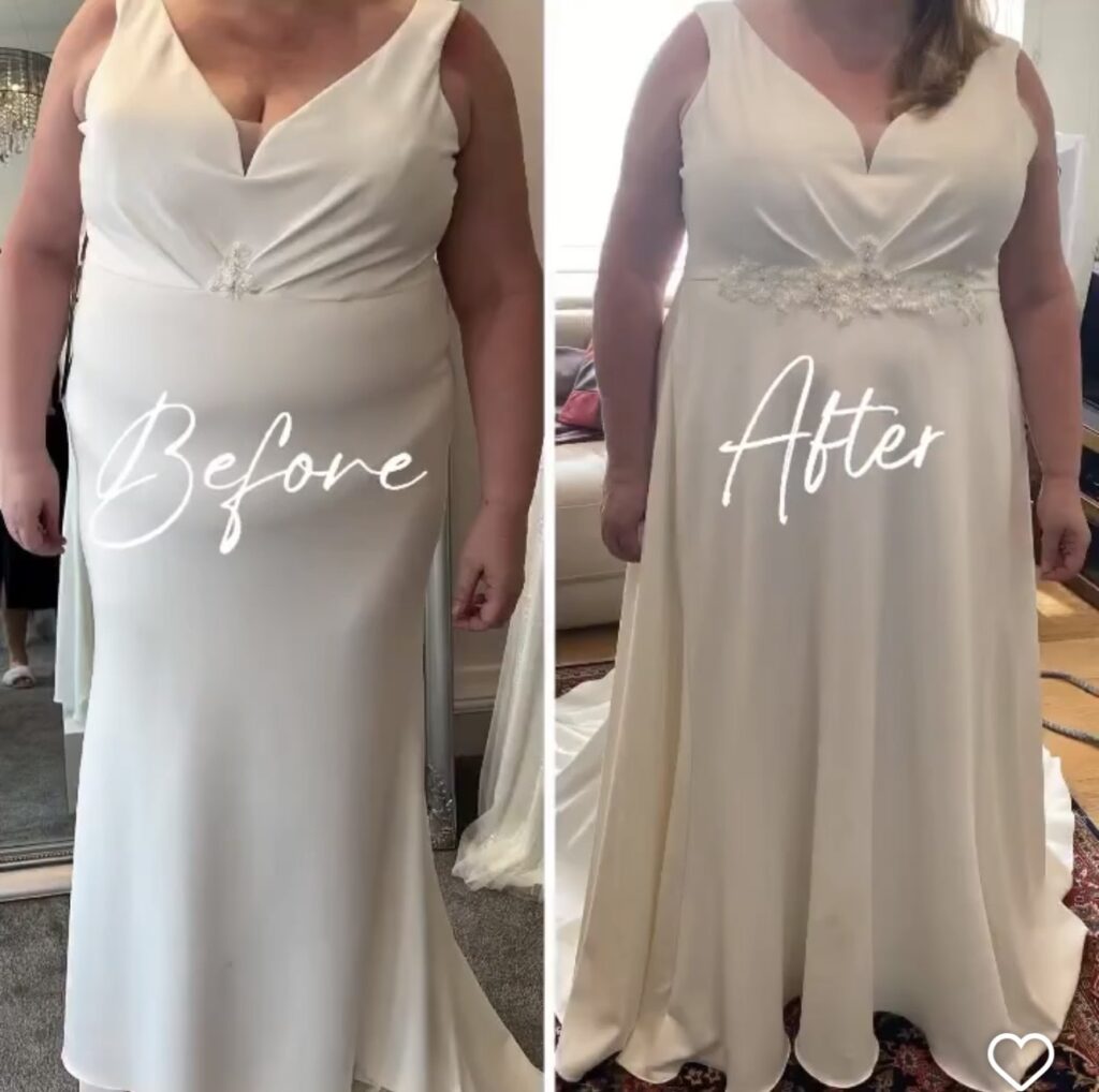 wedding dress resized Wimbledon multiple sizes bridal alterations transformation
