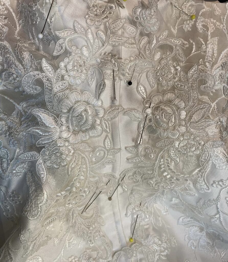 Wedding Dress Resized 4–5 Sizes with hidden lace panel with zip