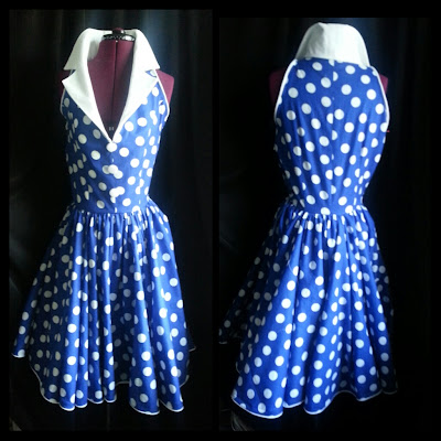 Bespoke polka dot dress front and back Sutton Surrey dressmaker