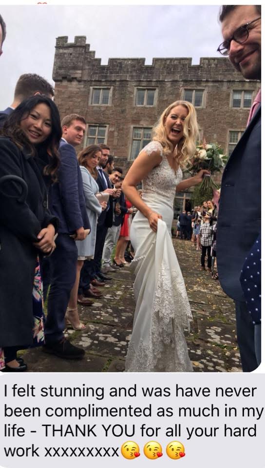 handwritten thank you note wedding dress alterations Surrey