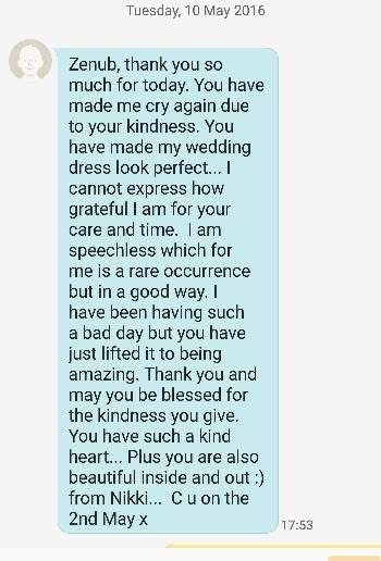 chiffon wedding dress alteration review Kingston upon Thames