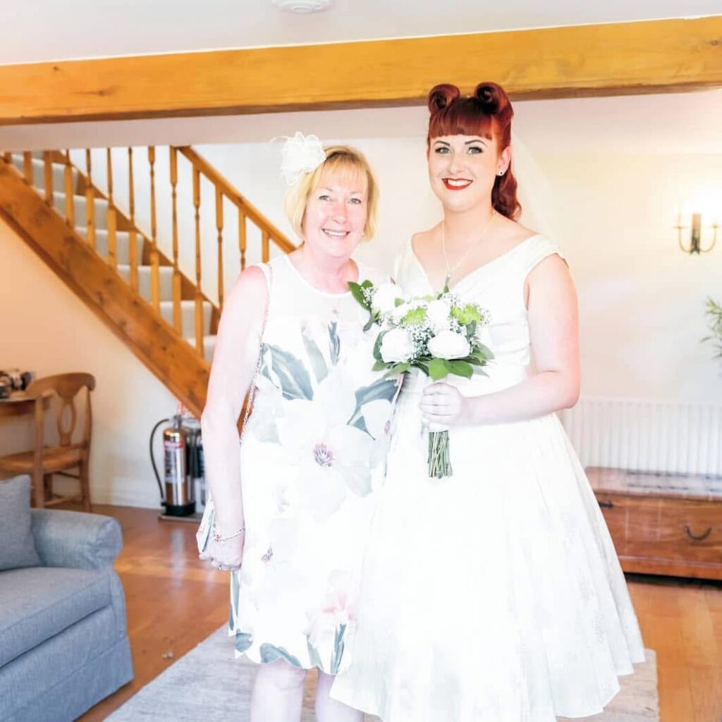 1950s wedding dress reconstructed into t-length bridal gown with movement