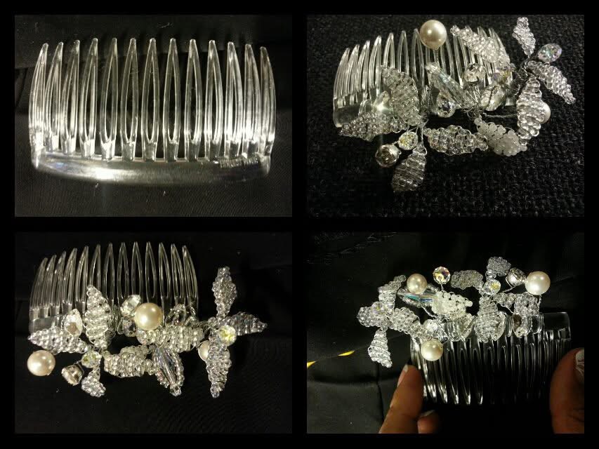 handcrafted bridal headpiece wire jewellery crystals and pearls