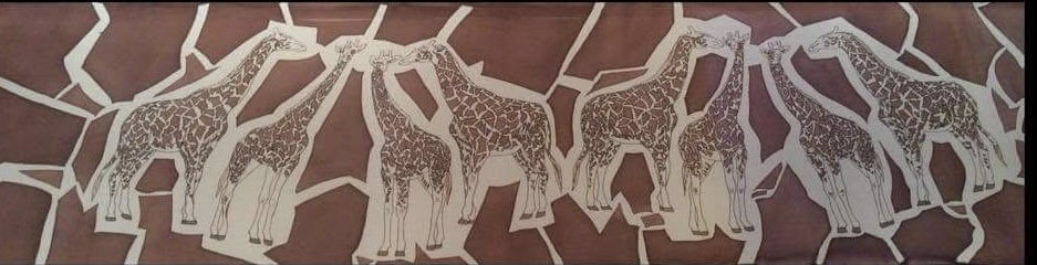 brown giraffe silk scarf ivory contrast full design landscape view