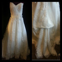 single point bustle on train of wedding dress
