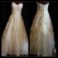 lace wedding dress bustle transformation back view