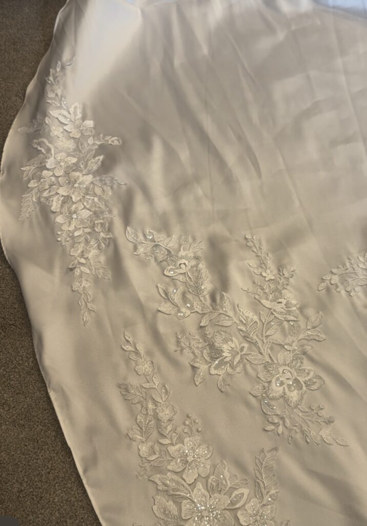 lace appliqué wedding dress alterations handsewn detail