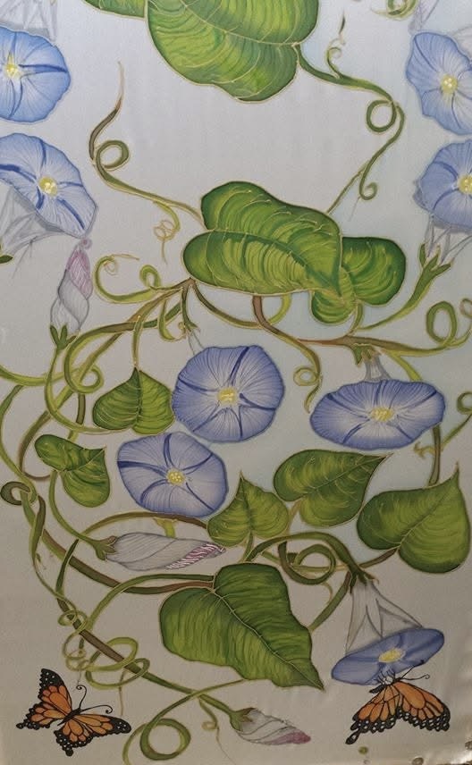 morning glory painted by Zen a bridal wear specialist