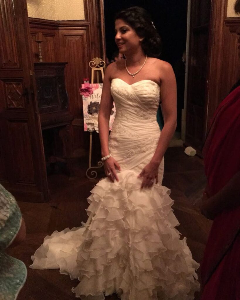Fishtail wedding dress Warlingham fitted bodice ruffle skirt bridal alterations