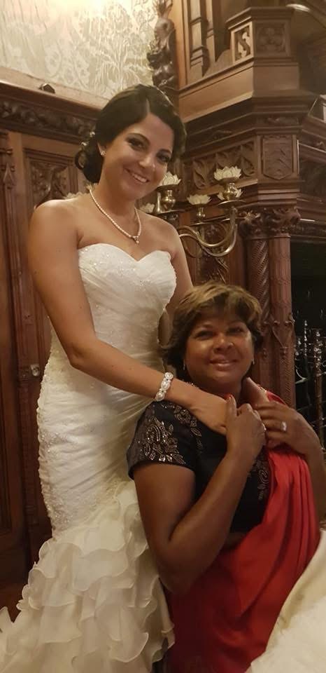 Fishtail bridal dress Warlingham fitted bodice ruffle skirt bridal alterations bride with mum