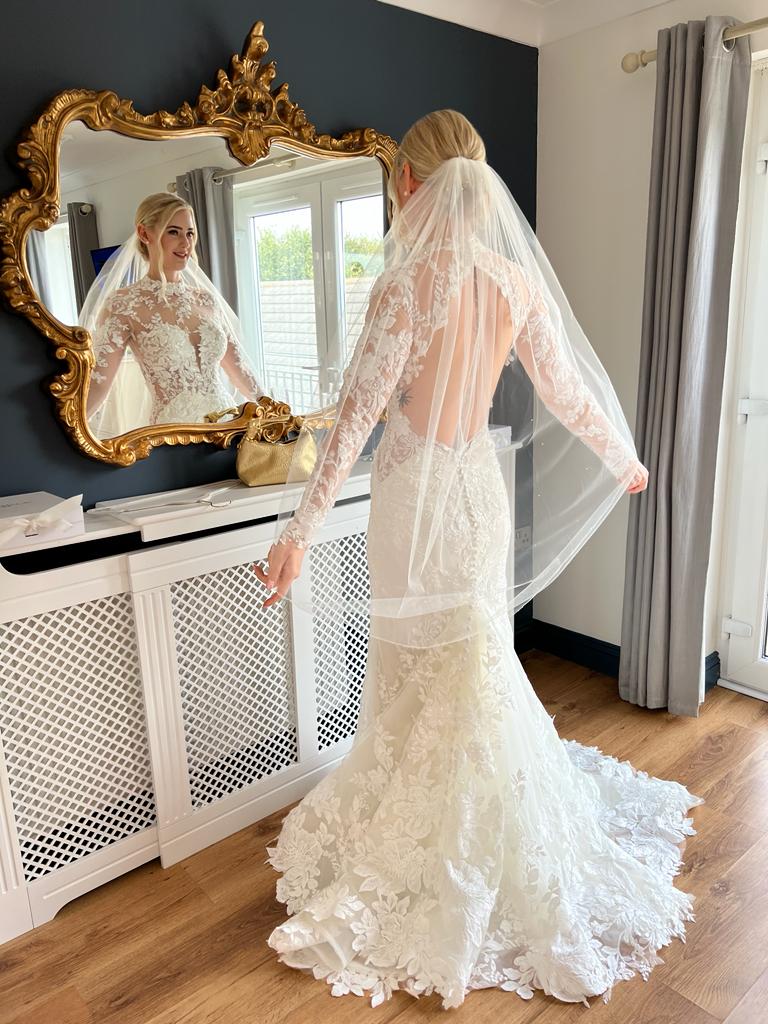 detailed lace wedding dress alteration specialist Surrey