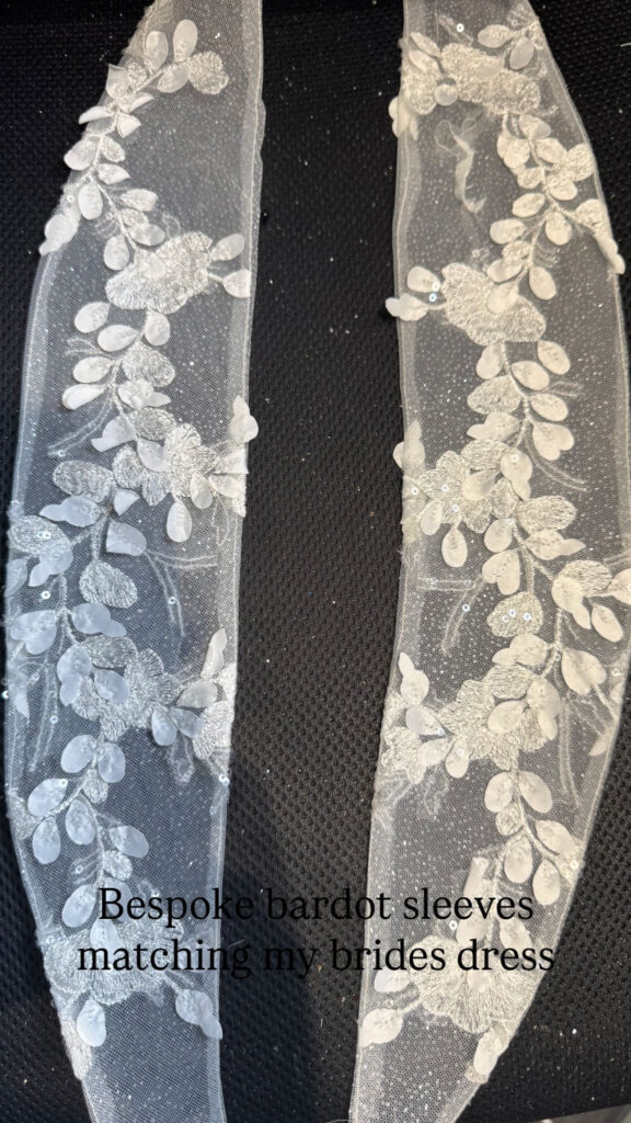 lace bardot sleeves bespoke made to measure 