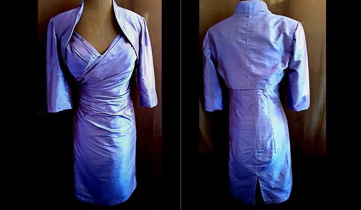 silk dupion double shaded dreds abd bolero front and back view