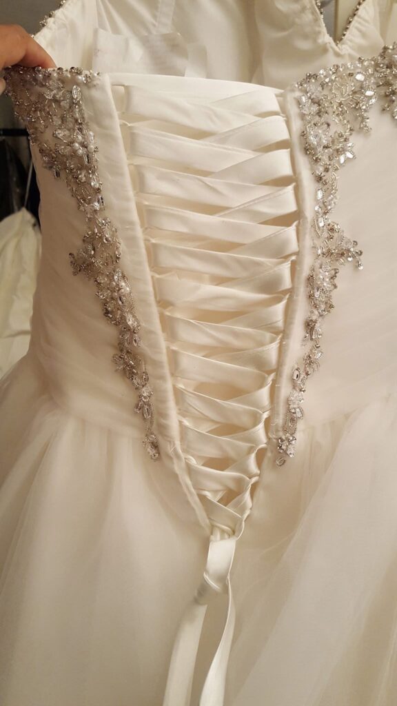 couture bridal alterations specialist with couture dressmaking background in Sutton Surrey brides corset back