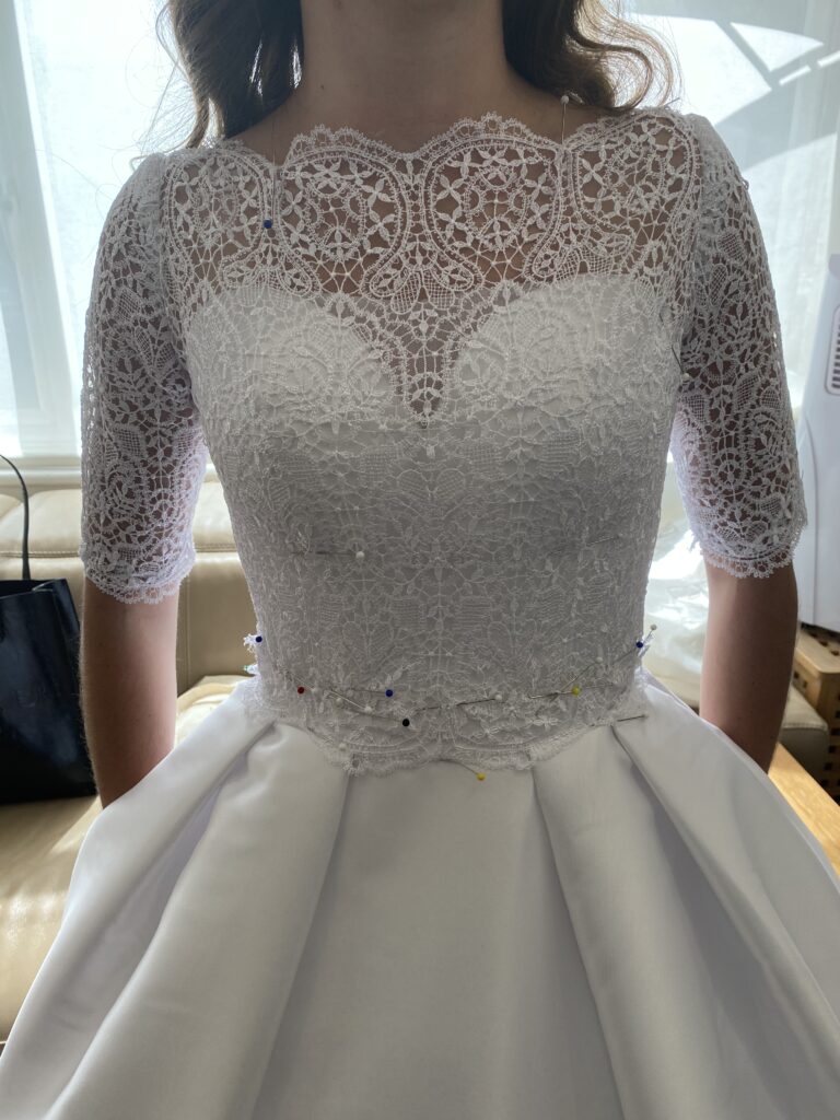 bridal alterations chislehurst lace bodice redesign in progress