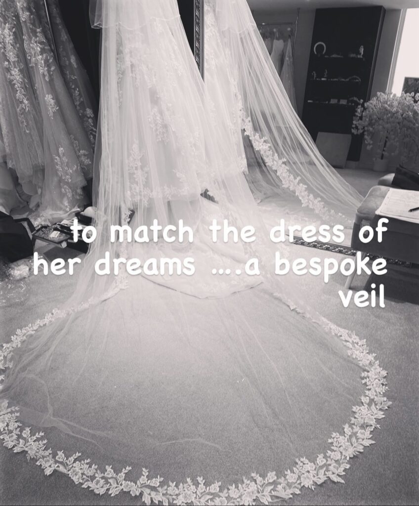Bespoke Cathedral veil made completely from scratch for a bride to be 50 pairs of lace applique all hand placed and hand sewn to match her gown exactly