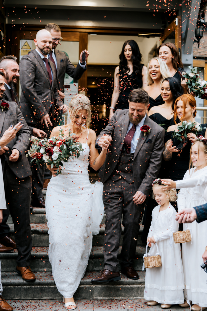 confetti moment at wedding ceremony