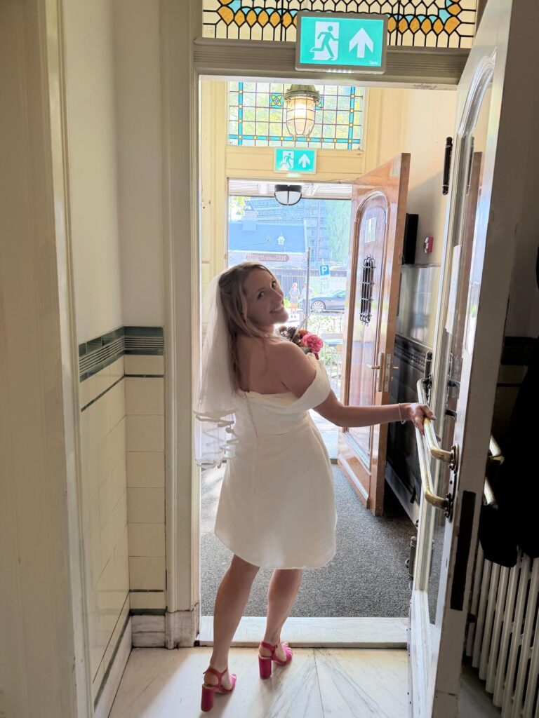 my Amsterdam bride looking stunning in her Alterations completed dress fitted like a glove