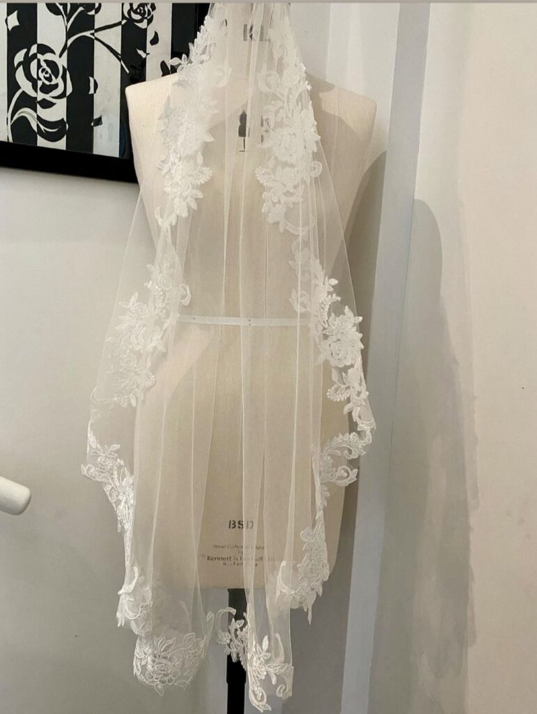 matching lace to make a fingertip veil all done from scratch