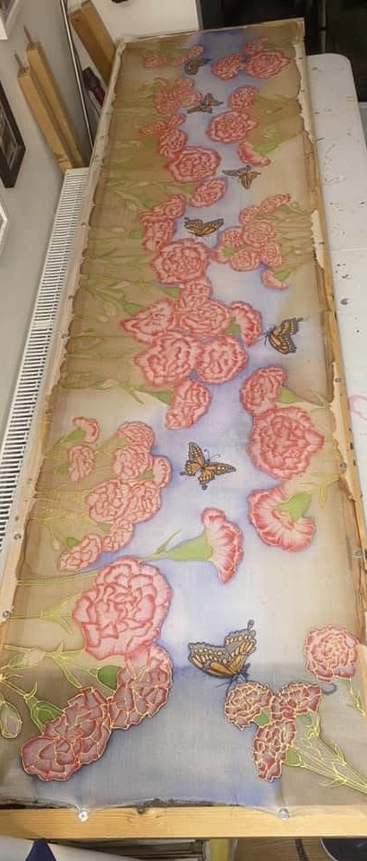 completely hand painted and designed all ready to set in fabric