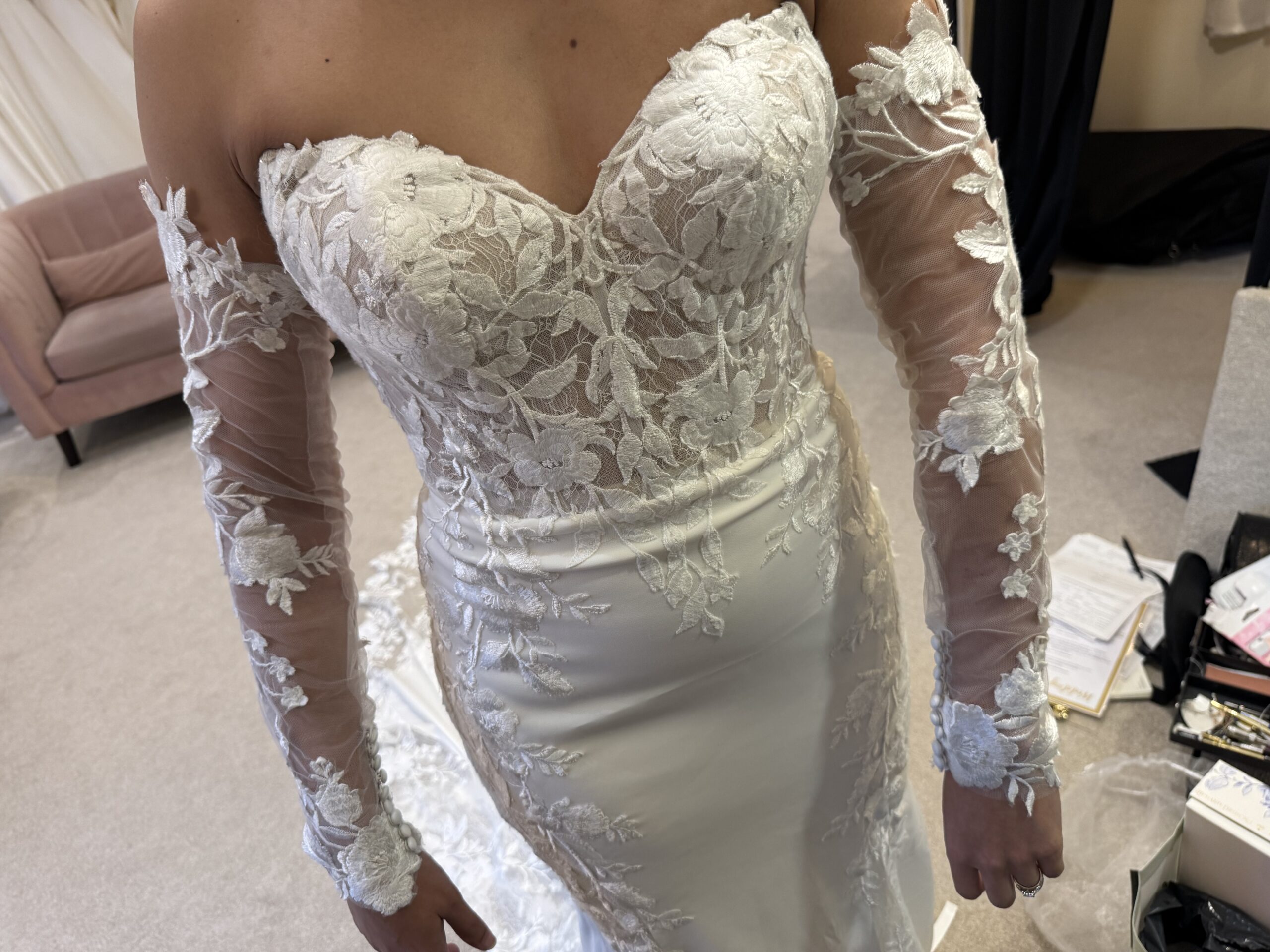 Bespoke sleeve addes to a bridal dress