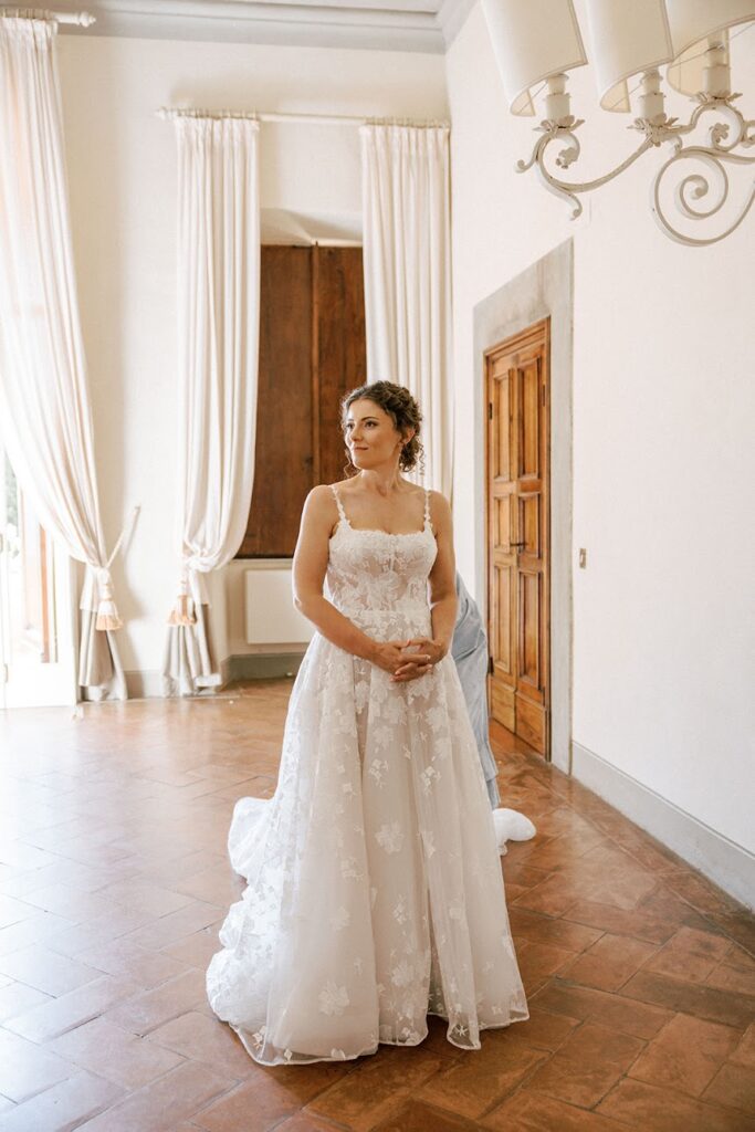 neckline contouring and couture wedding dress alterations for secure fit
