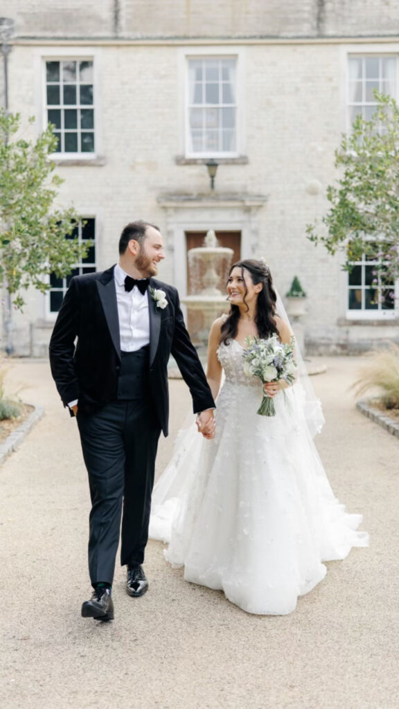 Layered tulle wedding dress with couture bridal alterations and balanced silhouette