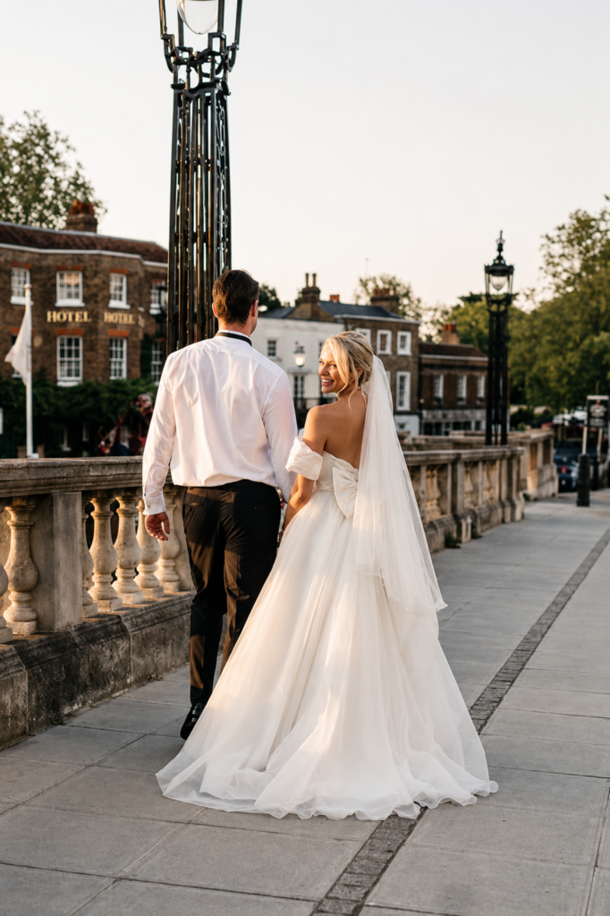 wedding dress alterations London with flowing bridal silhouette