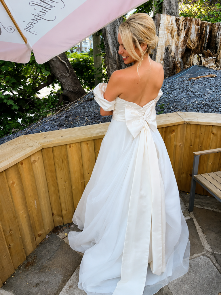 wedding dress bow reconstruction and couture bridal fitting Worcester Park