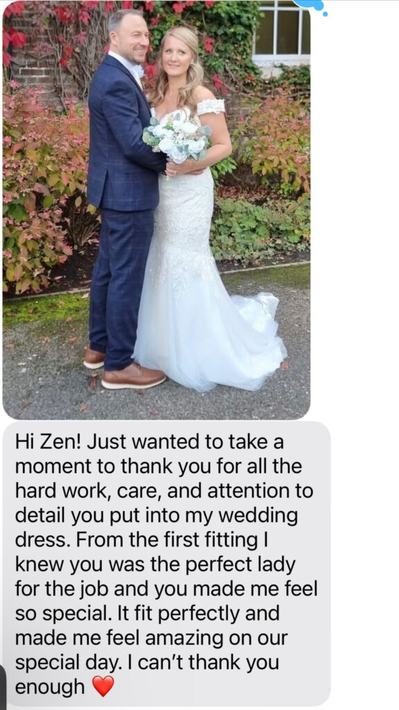 Bridal feed back after i altered her bridal dress to perfection