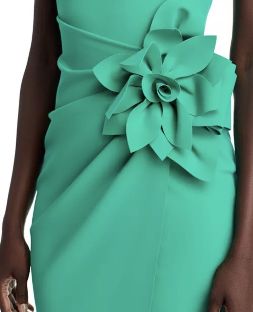 Chiara Boni dress featuring a signature floral appliqué detail close up used as inspiration for a bespoke alteration