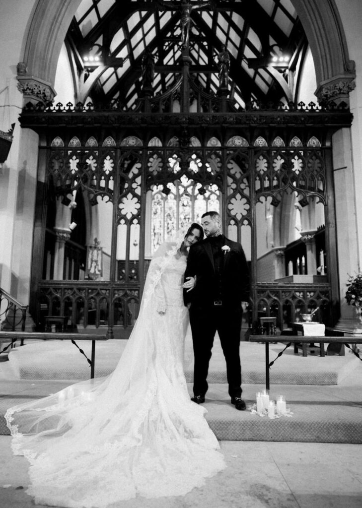 bride and groom happily ever after looking perfect