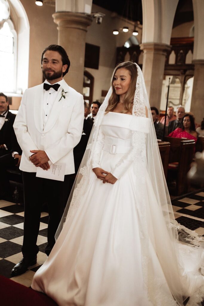 Outlet wedding dress altered to a fitted couture bridal silhouette