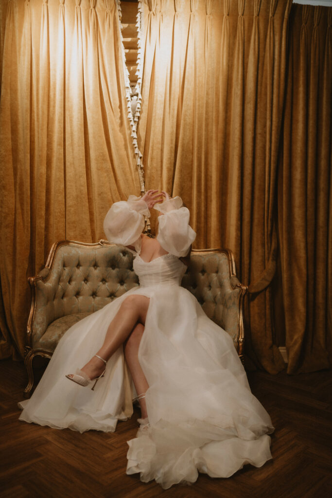 Essense of Australia bridal alterations London with bespoke embroidered detachable sleeves and couture wedding dress restructuring