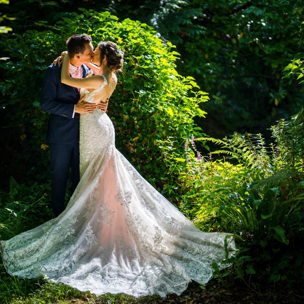 Essense of Australia bridal alterations with low back redesign and couture wedding dress transformation